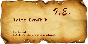 Iritz Ernák névjegykártya